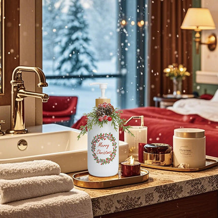Christmas Soap Dispenser,Christmas Decoration Bathroom Hand Soap Dispenser and Christmas Kitchen Decor,Cute Christmas Soap Pump for Farmhouse Indoor Christmas Bathroom Decor（8.26inch）