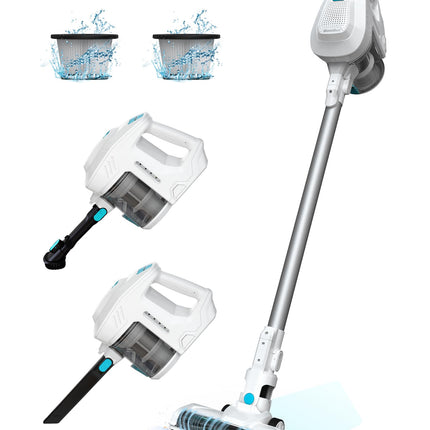 Mamibot S6 Cordless Stick Vacuum Cleaner, Handheld Bagless Vacuum With Crevice Tool & Dust Brush, Powerful Motor, Max 30Mins Runtime, Suitable For Tilehardwood Floorpet Hair, White