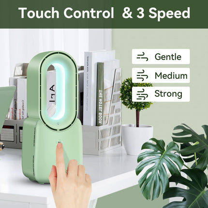 Let'Me Desk Fan, 11.8 Inch Portable Bladeless Fan Small Personal Cooling Fan With 5 Colors Touch Control Led Light, Quiet Usb
