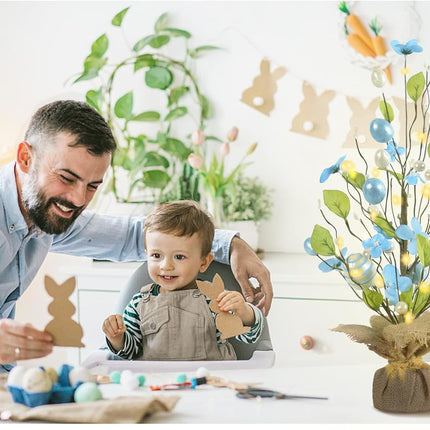 RoseCraft Easter Decorations, 18 Inch Easter Artificial Egg Tree Tabletop Decor with Delicate Ornaments, for Home Party Wedding Holiday Spring Summer Decoration, Blue/White.