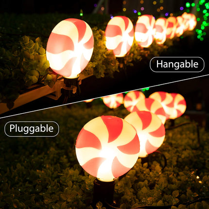Christmas Walkway Lights Outdoor, 14.4Ft 10 Lollipop Lights Christmas Outdoor Decorations, Peppermint Lights Outdoor Red and White Christmas Pathway Lights