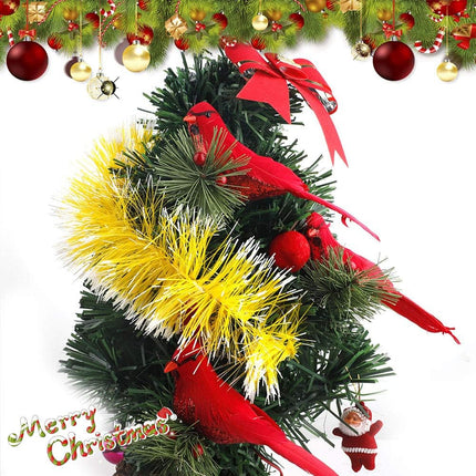 GREENWISH 10Pcs Red Birds Cardinal Clip on Christmas Tree Decoration Red Cardinals Ornaments Artificial Birds with Pine Branches for Christmas Decorations, Winter Theme, Wreaths