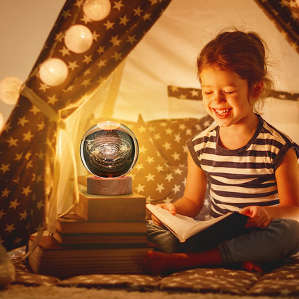 3D Galaxy Crystal Ball Night Light for Kids with Colorful LED Light Base, Color Changing Light with Remote as a Birthday for Teens Boys and Girls, Solar System Model