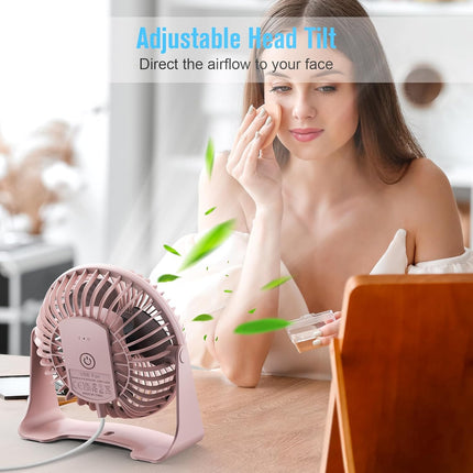 Beskar Usb Small Desk Fan Portable Fans With 3 Speeds Strong Airflow, Quiet Operation And 360°Rotate, Personal Table Fan