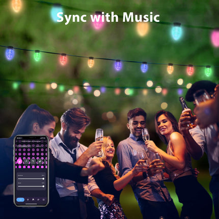 Smart Christmas Lights C9, 17FT 25 LED Outdoor String Lights, Work with Alexa and Google Assistant, Outdoor String Lights for Patio Xmas Tree Roofline Party Indoor