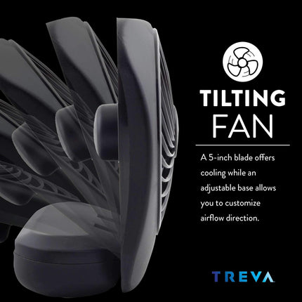 O2Cool Treva 5 Inch Battery Powered Fan Portable Desk Fan 2 Cooling Speeds With Compact Folding Tilt Design Small Fan Cubicle