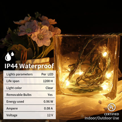Christmas Lights 8.6Ft 10 Counts Classic String Lights Green Wire Warm White Incandescent Mini Lights for Indoor and Outdoor Christmas Decorations Connectable