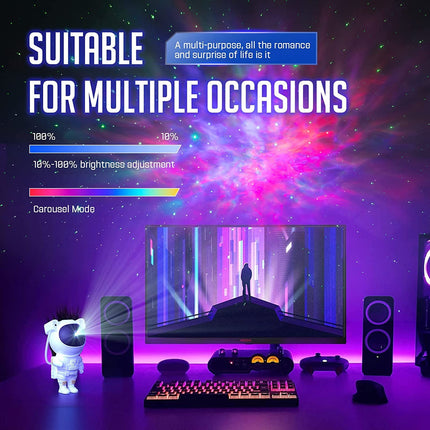 Star Projector Galaxy Night Light - Astronaut Space Projector, Starry Nebula Ceiling LED Lamp with Timer and Remote, Kids Room Decor Aesthetic, for Christmas, Birthdays, Valentine's Day