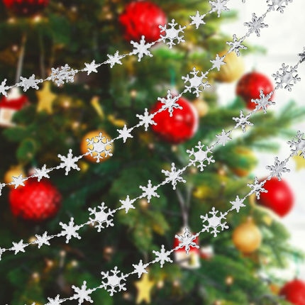 Plastic Snowflake Ornaments Winter Snowflake Hanging Garland Christmas Tree Ornaments Pendant Jewelry Handmade DIY Necklace Bracelet Supplies for Bead Curtain Hanging (Silber)