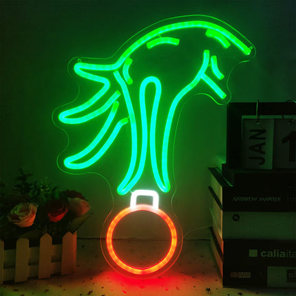 Christmas Neon Sign Dimmable Christmas Neon Lights Led Neon Signs Green Light Up Neon Sign for Bedroom Kids Room Living Room Xmas Party
