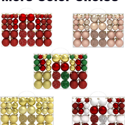 Christmas Ornaments Set, 100ct Gold Christmas Balls Decoration Set, Shatterproof Hanging Plastic Christmas Ball Ornament for Xmas Tree Holiday Decor