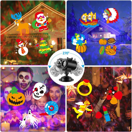 Ocean Wave Christmas Projector Lights, Elec3 16 Slides 2 in 1 Pattern Projection Lights, Decoration Landscape Lights Used Outdoor Indoor for Holidays, Halloween, Parties,Birthday