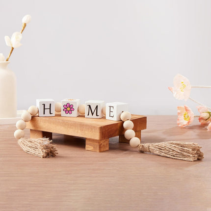 Christmas Decorations, Farmhouse Christmas Decor, Reversible 4 Seasons Wooden Beads Garland, Decorative Beads Home Decor for Tabletop, Mantel, Shelf, Tiered Tray
