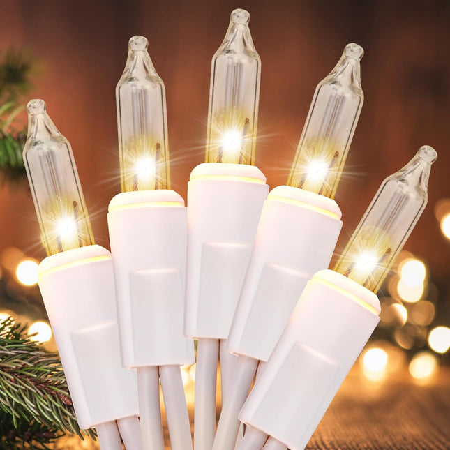 Christmas Lights 150 Count Clear Mini Lights White Wire UL Connectable Warm White String Lights for Christmas Tree,Garland,Home,Patio, Wedding,Party,Festival Decor