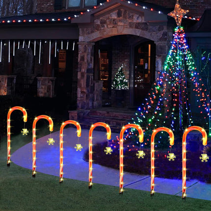 Solar Candy Cane Lights Christmas, 12pcs Christmas Candy Cane Outdoor Pathway Lights, 20" Candy Canes Outdoor Decorations with Hanging Star,Candy Cane Lights for Garden/Lawn/Tree/Pathway/Patio