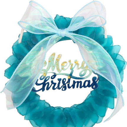 Blue Sea Glass Wreath - Handmade 8 Inch Small Christmas Wreath, Kitchen Cabinet Wreaths Coastal Style Christmas Decor Wreaths for Home, Door, Window, Chair and Wall