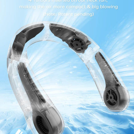 Chillgo Bladeless Neck Fan Personal Portable Fan Neck Air Conditioner Cooling Wearable Fan Rechargeable Max 12Hrs, 4 MotorsAirflo