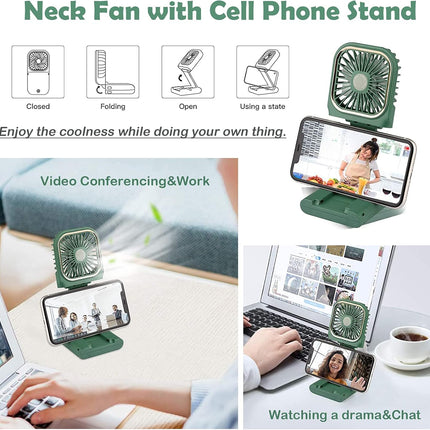 Handheld Fan, Portable Fan With Power Bank, 3000Mah Usb Rechargeable Mini Portable Fan, Quiet Desk Fan With Cell Phone Stand