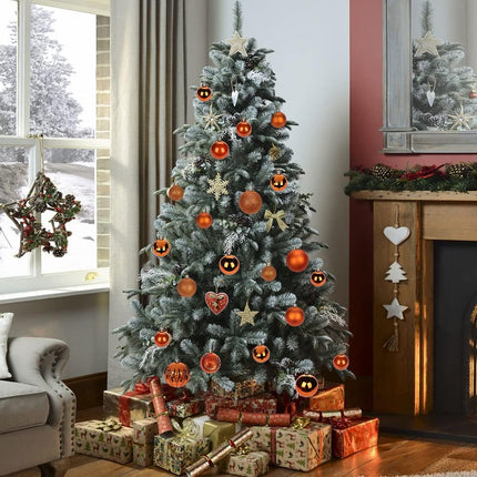 2.36" Orange Christmas Balls Ornaments 25 Pcs Shatterproof Christmas Ornaments Set Halloween Balls Ornaments Orange Ornaments for Christmas Tree Holiday Party
