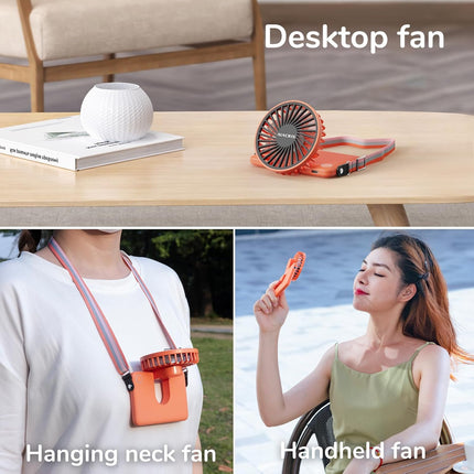 Alacris Portable Hanging Neck Fan, Wearable Personal Fan With Adjustable Lanyard, 3 Speeds Rechargeable Mini Handheld Personal