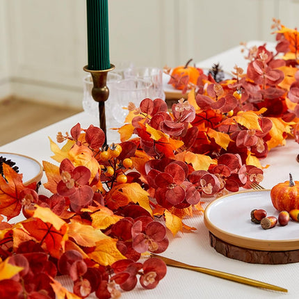 Thanksgiving Decorations - Fall Decor - Fall Garland - 9FT Autumn Maples Leaf Garland for Autumn Decor Hanging Vine Garland for Halloween Thanksgiving Decor Home Wedding Fireplace Party Christmas