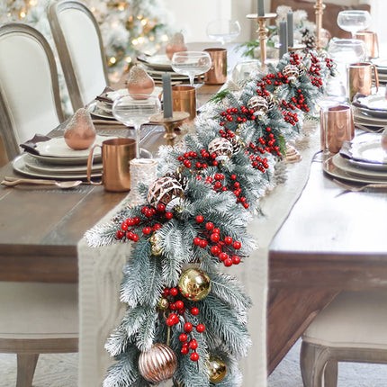 DearHouse 6Ft Artificial Christmas Pine Garland Winter Greenery Garland for Holiday Season Mantel Fireplace Table Runner Centerpiece Décor (White)