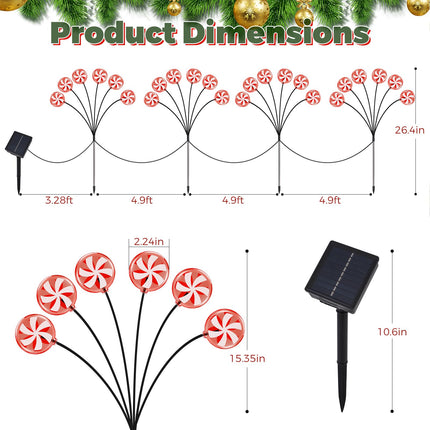 Christmas Solar Swaying Lights Outdoor Decorations, Lollipops Firefly Stake Lights, Waterproof Candy Garden Lights for Patio Yard Pathway Walkway Party Decor (Red Candy-4pcs)
