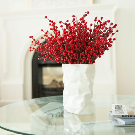 joyhalo 12 Pack Red Berry Stems - Extra Long 18' Red Berries Branches for Christmas Tree, Artificial Xmas Berry Picks for Christmas Tree Ornaments Crafts Holiday Home Decor