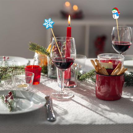 Christmas Cocktail Picks 120Pcs Christmas Food Picks Decorative Toothpicks Santa Snowman Snowflake Appetizers Fruit Skewers Sticks for Appetizers Party Supplies