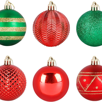 16Pcs Christmas Tree Ball Ornament Set - Red and Green, Shatterproof Decorations for Xmas Tree, Holiday Garland & Wreath. Hooks Included