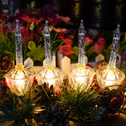 Christmas Bubble Lights, 8 Pack Christmas Clear Bubble Replacement Bulbs with Silver Glitter Liquid C7/E12 Candelabra Base Light Bulbs for Christmas Tree Indoor Outdoor Patio Porch Party Decoration