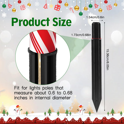 30PCS Replacement Stakes for Christmas Candy Cane Lights Outdoor, Plastic Candy Cane Pathway Markers Lights Spike Replacer, Used to Maintain Candy Cane Pathway Lights, Inside Diameter 0.6-0.68 Inch