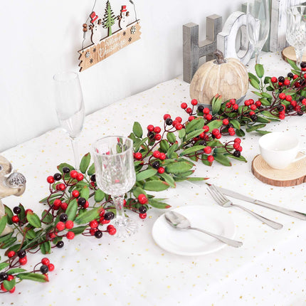 DearHouse 5.83 Ft Red Berry Christmas Garland, Artificial Berry Garland for Indoor Outdoor Hone Fireplace Decoration for Winter Christmas Holiday Year Decor