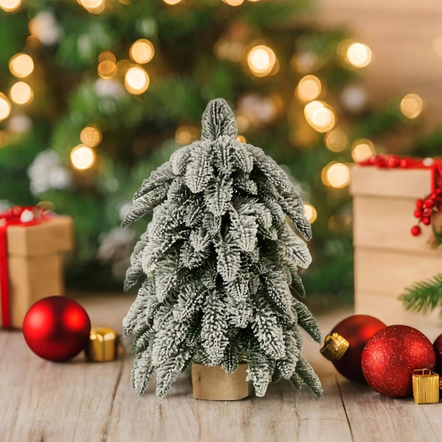 Small Christmas Tree Simulated Norby Pine Tree Nordic Style 1.5 ft Artificial Tree Ornament Decor Festive Desktop Decoration Fluffy and Realistic Winter Snow Ornaments Add Holiday Touch