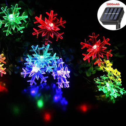 Solar Snowflake String Lights 20ft 30 LEDs Waterproof 8 Modes Solar Powered String Fairy Lights Christmas Lights Patio Lights Indoor Outdoor Lighting for Patio Holiday Party Gar