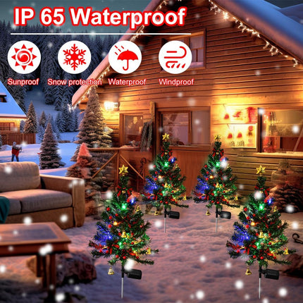 2 Set Solar Christmas Tree Lights Garden Stake Lights, Water-Proof LED Solar Powered Christmas Decorations Tree Lights Pathway Stake Lights for Yard Patio Landscape Decor(2set)