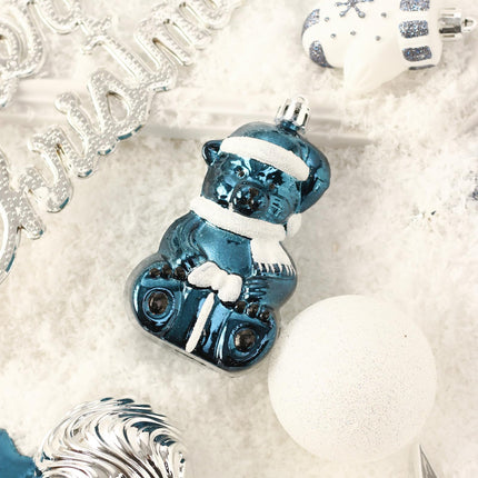 GAOMON 70ct Christmas Ball Ornaments Set, 68 Pcs Shatterproof Blue & Silver Tree Hanging Ornaments and Merry Christmas Sign & Top Tree Toppers, Xmas Indoor Outdoor Party Home Decor