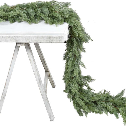 Artiflr Artificial Christmas Pine Garland, 6 Feet Winter Greenery Garland for Holiday Season Mantel Fireplace Table Runner Centerpiece Decoration