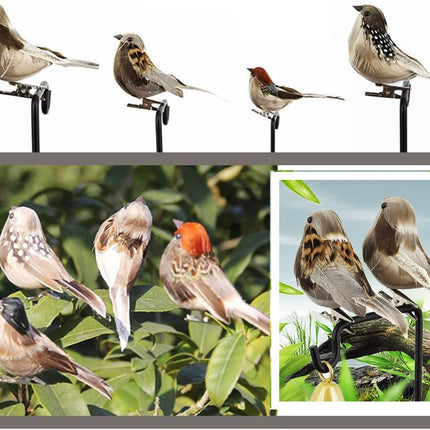 4pcs Artificial Sparrow Birds Realistic Foam Feather with Clip for Christmas Tree Ornaments Wreath Crafts Flower Arrangements Wedding Decor Garden Decoration (4)