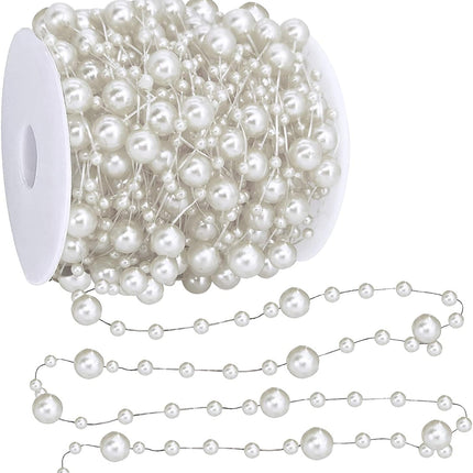 66 Ft Christmas Beads Garland Decoration Pearl Strands Chain for Christmas Tree Decoration Indoor Outdoor Home Mantle Fireplace Holiday Decor,Silver