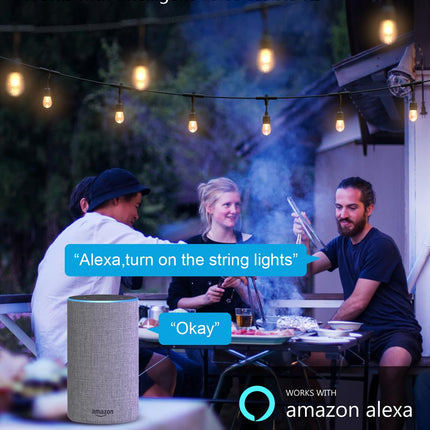 XMCOSY+ Outdoor String Lights, Smart 98Ft RGBW Patio Lights Waterproof, App Control, Work with Alexa, Color Changing LED String Light for Outside Yard