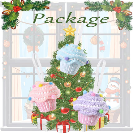Cake Candy Dessert Christmas Tree Ornaments, 3Pcs 3.3Inch Pastel Macaron Cake Candy Hangings Pendant for Candyland Christmas Tree Decoration Sweet One Birthday Party Wedding Home Party Supplies