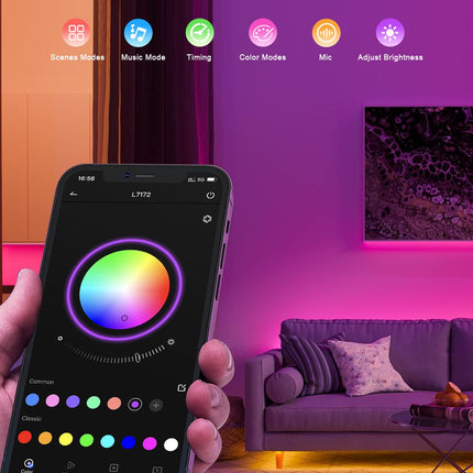 Fussion 130ft Smart LED Strip Lights Bluetooth with Remote, LED Lights for Bedroom with Remote Music Sync, Room Christmas Decoration(130ft APP+ Remote+ Mic Control)