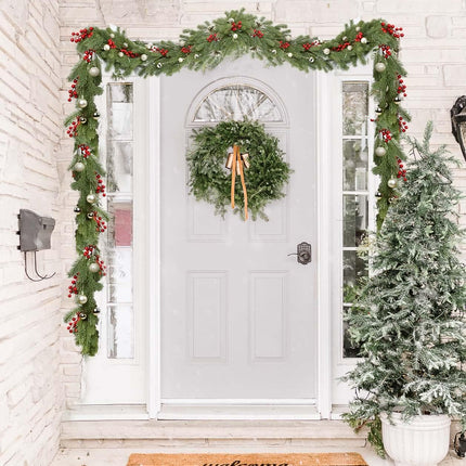 6Ft Christmas Pine Garland, Christmas Greenery Garland Realistic Spruce Garland Artificial Pine Leaves for Holiday Mantel Fireplace Table Centerpiece Decor