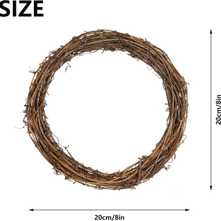 Grapevine Wreath Set, Marrywindix 6 Pieces Natural Vine Branch Wreath Christmas DIY Rattan Wreath Garland for Christmas Holiday Craft Wedding Decor (8 in.)