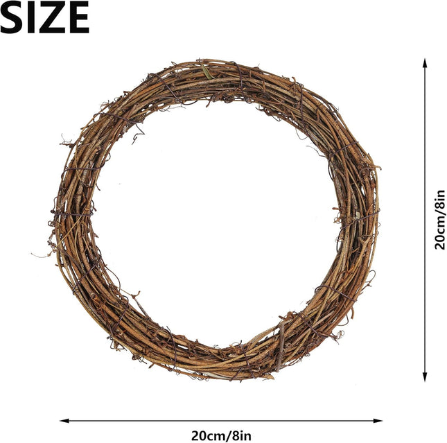 Grapevine Wreath Set, Marrywindix 6 Pieces Natural Vine Branch Wreath Christmas DIY Rattan Wreath Garland for Christmas Holiday Craft Wedding Decor (8 in.)