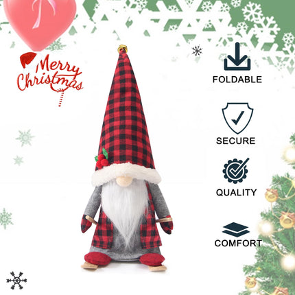Christmas Tree Topper,Gnome Christmas Decoration,Buffalo Plaid Tree Topper,Festive Gnome Christmas Decorations - Unique Gnome Tree Topper…