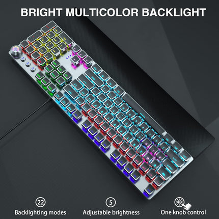 AULA F2088 Mechanical Gaming Keyboard, Tactile Brown Switches, LED Rainbow Backlit, Volume Controls, Removable Wrist Rest, Unique Cool Square Keycaps, Full Size Wired Keyboard for Windows/Mac/PC