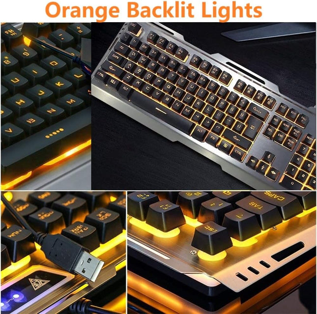 Keyboard and Mouse,Gaming Keyboard and Mouse,Light up Mouse and Keyboard Combo,Wired Keyboard and Mouse combo,Computer Keyboard and Mouse, Orange Backlit Keyboard LED keyboard and mouse for Xbox PS4