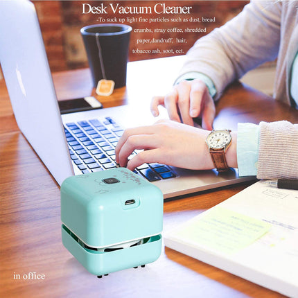 White Elephant S, Mini Desk Vacuum Cleaner, Rechargeable Desktop Vacuum Sweeper With Usb Brush As Present To Suck Up Fine Particle Bread Crumbs Dust Ash Pet Fur Eraser Wasteblue